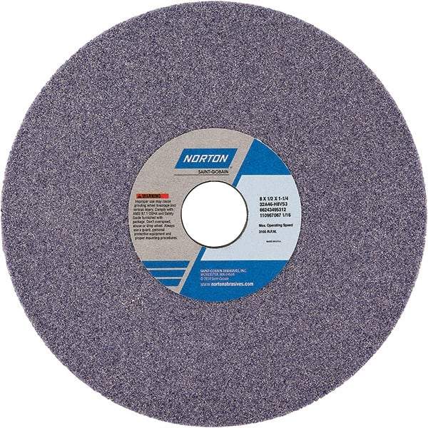 Norton - 7" Diam x 1-1/4" Hole x 1/2" Thick, H Hardness, 46 Grit Surface Grinding Wheel - Aluminum Oxide, Type 1, Coarse Grade, Vitrified Bond - Americas Industrial Supply