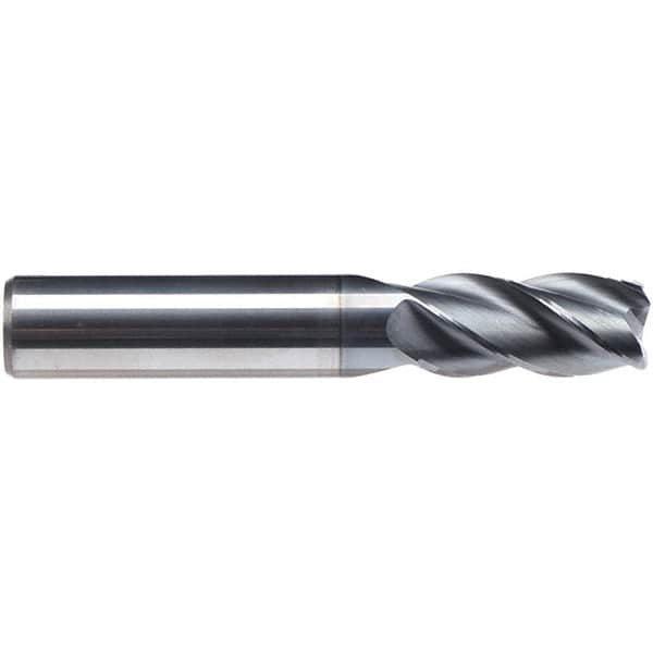 Emuge - 1/2" Diam, 1" LOC, 4 Flute Solid Carbide Roughing & Finishing End Mill - CrN Finish, 3" OAL, 1/2" Shank Diam, Cylindrical Shank, 38° Helix, Centercutting, Regular Length - Americas Industrial Supply