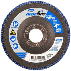 Norton - 4-1/2" 80 Grit 7/8" Center Hole Type 27 Zirconia Alumina Flap Disc - Americas Industrial Supply