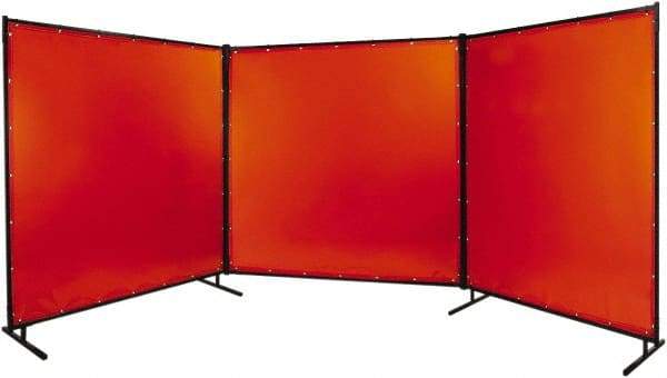 Steiner - 8' Wide x 8' High, 14mm Thickness, Transparent Vinyl Portable Welding Screen - Orange - Americas Industrial Supply