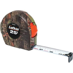 Lufkin - 25' x 1" Yellow Steel Blade Tape Measure - 1/16" Graduation, Inch Graduation Style, Camouflage ABS Plastic Case - Americas Industrial Supply