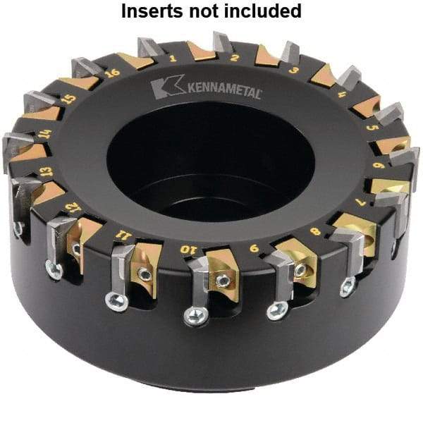 Kennametal - 8 Inserts, 3" Cut Diam, 1" Arbor Diam, 1/4" Max Depth of Cut, Indexable Square-Shoulder Face Mill - 0° Lead Angle, 2" High, KSDR100031E1W4S Insert Compatibility, Series KBDM - Americas Industrial Supply
