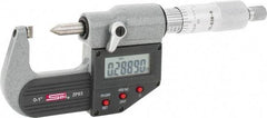 SPI - 0 to 1 Inch Measurement, 0.0001 Inch Accuracy, Electronic Crimp Height Micrometer - 0.00005 Inch Resolution, Ratchet Stop Thimble, LR44 Battery - Americas Industrial Supply