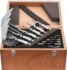 SPI - 0 to 6" Range, 6 Piece Mechanical Outside Micrometer Set - 0.0001" Graduation, 0.0001, 0.0002" Accuracy, Ratchet Stop Thimble, Carbide Face - Americas Industrial Supply