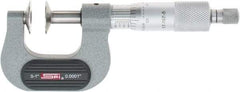 SPI - 0 to 1", Ratchet Stop Thimble, Mechanical Disc Micrometer - 0.0001" Accuracy, 0.79" Disc, 0.0001" Resolution, 0.31" Spindle Diam, Steel Face, NIST Traceability Certification Included - Americas Industrial Supply