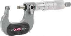 SPI - Mechanical, 0 to 1" Measurement, Painted Finish Carbide Face Ball Anvil Micrometer - 0.0001" Graduation, Ratchet Stop Thimble - Americas Industrial Supply