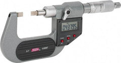 SPI - 0mm to 25mm Electronic Painted Blade Micrometer - 0.003mm Accuracy, 0.75mm Blade Thickness, Ratchet Stop Thimble - Americas Industrial Supply