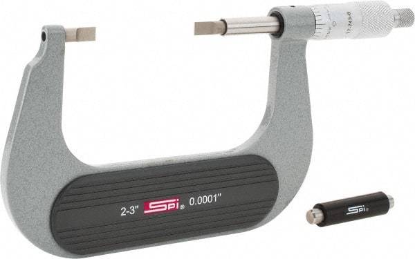 SPI - 2" to 3" Mechanical Painted Blade Micrometer - 0.0002" Accuracy, 0.03" Blade Thickness, Ratchet Stop Thimble - Americas Industrial Supply
