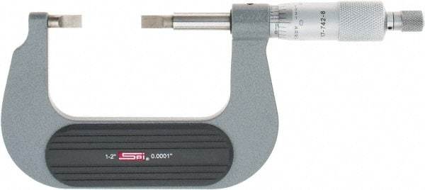 SPI - 1" to 2" Mechanical Painted Blade Micrometer - 0.0002" Accuracy, 0.03" Blade Thickness, Ratchet Stop Thimble - Americas Industrial Supply