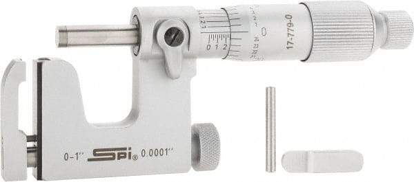 SPI - 0 to 1 Inch Range, Carbide Face, Chrome Plated Mechanical Multi Anvil Micrometer - Ratchet Stop Thimble, 0.0001" Graduation, 0.0001" Accuracy - Americas Industrial Supply