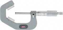 SPI - 1 to 2 Inch Measurement, 3 Flutes Measured, Ratchet Stop Thimble, Mechanical V Anvil Micrometer - 0.0002 Inch Accuracy, Carbide Face - Americas Industrial Supply