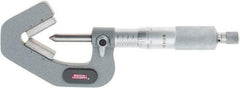 SPI - 0.09 to 1 Inch Measurement, 3 Flutes Measured, Ratchet Stop Thimble, Mechanical V Anvil Micrometer - 0.0001 Inch Accuracy, Carbide Face - Americas Industrial Supply