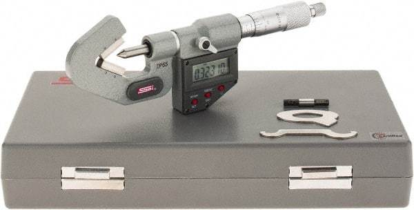 SPI - 0.04 to 0.6 Inch Measurement, 3 Flutes Measured, Ratchet Stop Thimble, Electronic V Anvil Micrometer - 0.0001 Inch Accuracy, Carbide Face - Americas Industrial Supply