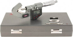 SPI - 0.04 to 0.6 Inch Measurement, 3 Flutes Measured, Ratchet Stop Thimble, Electronic V Anvil Micrometer - 0.0001 Inch Accuracy, Carbide Face - Americas Industrial Supply