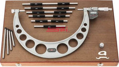 SPI - Electronic, 6 to 12 Range, Carbide Face Interchangeable Anvil Micrometer - 0.0003" Accuracy, 0.00005" Graduation - Americas Industrial Supply
