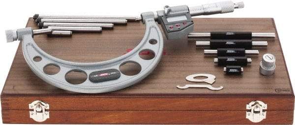 SPI - Electronic, 0 to 6 Range, Carbide Face Interchangeable Anvil Micrometer - 0.0002" Accuracy, 0.00005" Graduation - Americas Industrial Supply