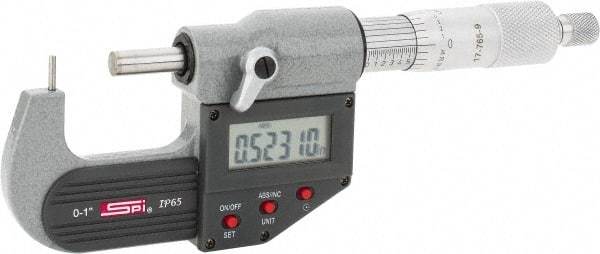 SPI - 0 to 1 Inch Range, 0.00005 Inch Graduation, A Anvil, Ratchet Stop Thimble, Electronic Tube Micrometer - 0.0001 Inch Accuracy, Carbide Face - Americas Industrial Supply