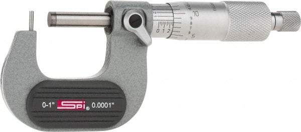 SPI - 0 to 1 Inch Range, 0.0001 Inch Graduation, A Anvil, Ratchet Stop Thimble, Mechanical Tube Micrometer - 0.0001 Inch Accuracy, Carbide Face - Americas Industrial Supply