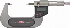 SPI - 0 to 1 Inch, 1.26 Inch Throat Depth, Electronic Spline Micrometer - 0.0001 Inch Accuracy, 0.00005 Inch Graduation, 0.25 Inch Spindle Diameter, 3mm Head Diameter, Ratchet Stop Thimble, Data Output - Americas Industrial Supply