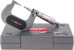 SPI - 0 to 1 Inch, 1.26 Inch Throat Depth, Mechanical Spline Micrometer - 0.0001 Inch Accuracy, 0.0001 Inch Graduation, 0.25 Inch Spindle Diameter, 3mm Head Diameter, Ratchet Stop Thimble - Americas Industrial Supply