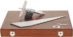 SPI - 0 to 300mm Range, 4" Base Length, 12 Rods, Ratchet Stop Thimble, Electronic Depth Micrometer - IP65, 0.00005" Resolution, Accurate to 0.007mm, 0.176" Rod Diam, LR44 Battery, Data Output - Americas Industrial Supply