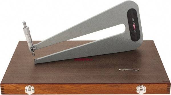 SPI - 0 to 1" Range, 0.0001" Graduation, Mechanical Outside Micrometer - Ratchet Stop Thimble, 12" Throat Depth, Accurate to 0.0003" - Americas Industrial Supply