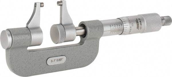 SPI - 0 to 1" Range, 0.001" Graduation, Mechanical Outside Micrometer - Ratchet Stop Thimble, Accurate to 0.0002" - Americas Industrial Supply