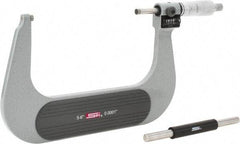 SPI - 5 to 6" Range, 0.0001" Graduation, Mechanical Outside Micrometer - Ratchet Stop Thimble, 3.23" Throat Depth, Accurate to 0.0002", Digital Counter - Americas Industrial Supply