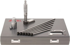 SPI - 0 to 6" Range, 6 Rod, Mechanical Depth Micrometer - Ratchet Stop Thimble, 2-1/4" Base Length, 0.001" Graduation, 4.5mm Rod Diam - Americas Industrial Supply