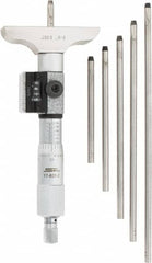SPI - 0 to 6" Range, 6 Rod, Mechanical Depth Micrometer - Ratchet Stop Thimble, 2-1/2" Base Length, 0.001" Graduation, 4.5mm Rod Diam - Americas Industrial Supply
