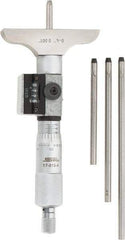 SPI - 0 to 4" Range, 4 Rod, Mechanical Depth Micrometer - Ratchet Stop Thimble, 2-1/2" Base Length, 0.001" Graduation, 4.5mm Rod Diam - Americas Industrial Supply