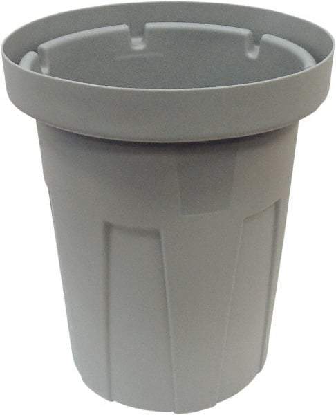 Made in USA - 40 Gal Gray Round Trash Can - Polyethylene, None Graphic, Lid Not Included - Americas Industrial Supply