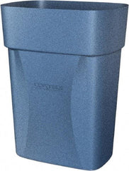 Made in USA - 14 Qt Blue Rectangle Trash Can - Polyethylene, None Graphic, Lid Not Included - Americas Industrial Supply