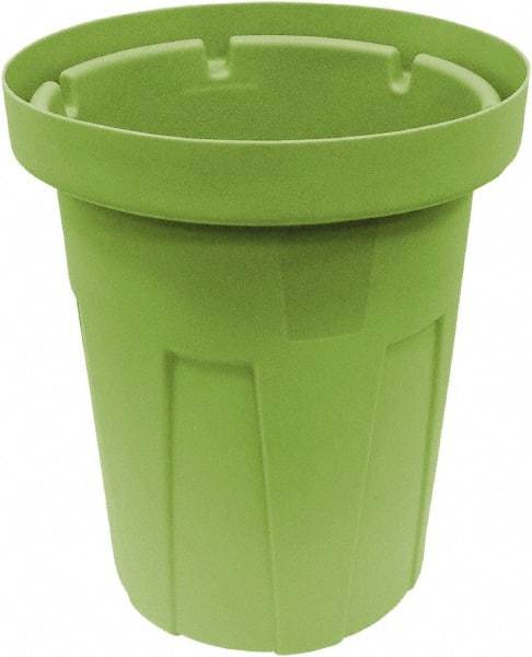 Made in USA - 25 Gal Green Round Trash Can - Polyethylene, None Graphic, Lid Not Included - Americas Industrial Supply