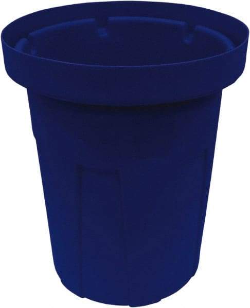 Made in USA - 35 Gal Blue Round Trash Can - Polyethylene, None Graphic, Lid Not Included - Americas Industrial Supply