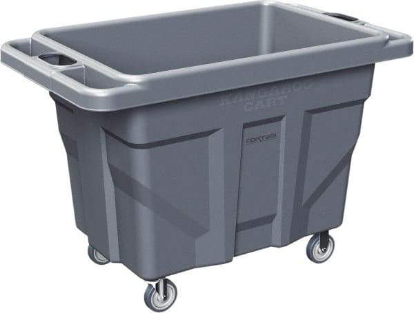 Made in USA - 1,000 Lb Load Capacity, 18.67 Cu Ft, 15 Bushels, 0.67 Cu Yd, Polyethylene Delivery Cart - 53" Wide x 31" Long x 38" High, Blue/Gray - Americas Industrial Supply