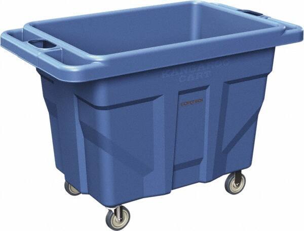 Made in USA - 1,000 Lb Load Capacity, 18.67 Cu Ft, 15 Bushels, 0.67 Cu Yd, Polyethylene Delivery Cart - 53" Wide x 31" Long x 38" High, Blue - Americas Industrial Supply