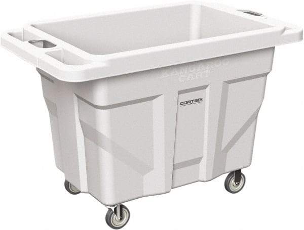 Made in USA - 1,000 Lb Load Capacity, 18.67 Cu Ft, 15 Bushels, 0.67 Cu Yd, Polyethylene Delivery Cart - 53" Wide x 31" Long x 38" High, White - Americas Industrial Supply
