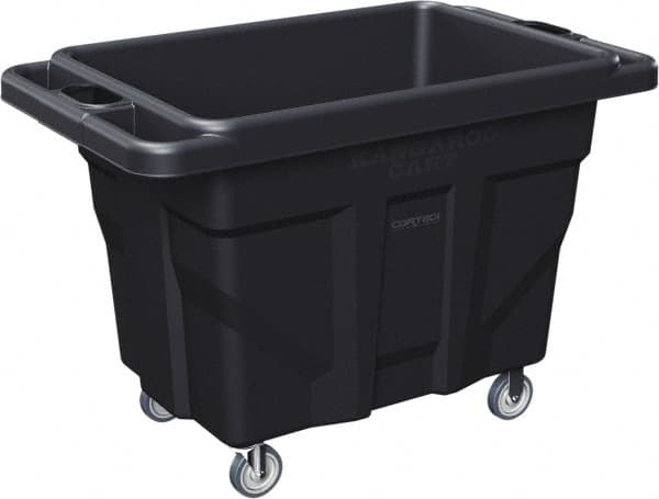 Made in USA - 1,000 Lb Load Capacity, 18.67 Cu Ft, 15 Bushels, 0.67 Cu Yd, Polyethylene Delivery Cart - 53" Wide x 31" Long x 38" High, Black - Americas Industrial Supply
