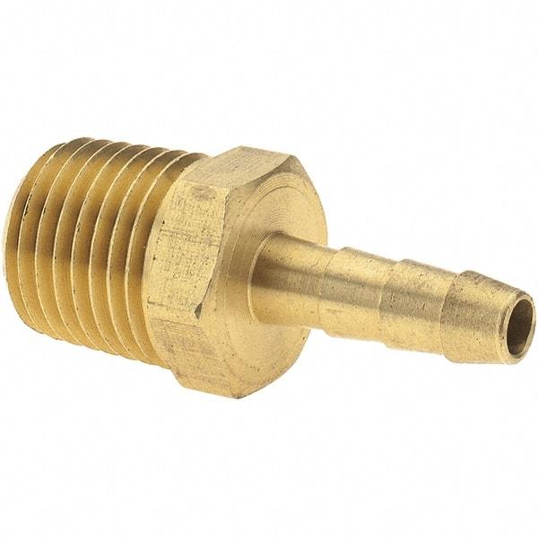 Value Collection - 1/4 NPT Thread Hose Barb x Male NPT Connector - 3/16" ID Hose, Brass - Americas Industrial Supply