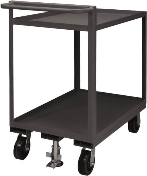 Durham - 1,500 Lb Capacity, 30" Wide x 60" Long x 41-1/16" High Service Cart - 2 Shelf, Steel, 2 Rigid/2 Swivel Casters - Americas Industrial Supply