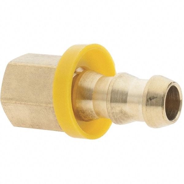Value Collection - 3/8" ID 1/4 NPTF Barbed Push On Female Connector - 3/8" OD, Brass - Americas Industrial Supply