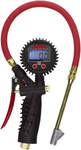 Milton - 0 to 255 psi Digital Straight Foot Dual Head Tire Pressure Gauge - AAA Battery, 15' Hose Length - Americas Industrial Supply