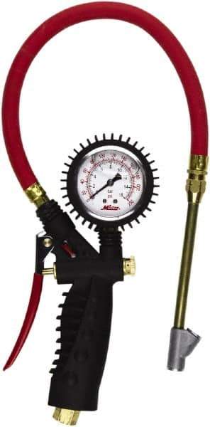 Milton - 0 to 230 psi Dial Straight Foot Dual Head Tire Pressure Gauge - 15' Hose Length - Americas Industrial Supply