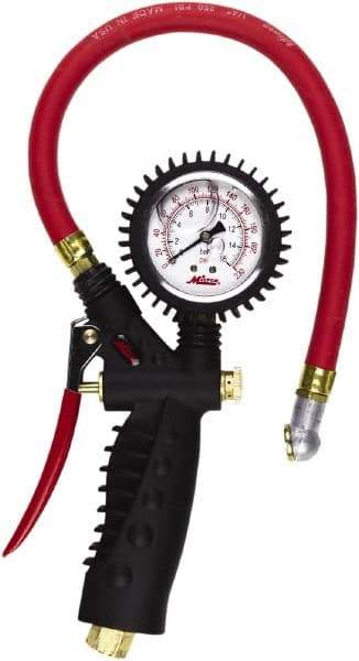 Milton - 0 to 230 psi Dial Ball Foot Tire Pressure Gauge - 15' Hose Length - Americas Industrial Supply