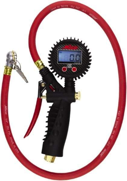 Milton - 0 to 255 psi Digital Ball Foot with Clip Tire Pressure Gauge - AAA Battery, 36' Hose Length - Americas Industrial Supply