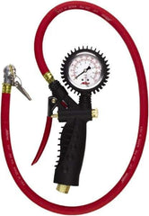 Milton - 0 to 230 psi Dial Ball Foot with Clip Tire Pressure Gauge - 36' Hose Length - Americas Industrial Supply