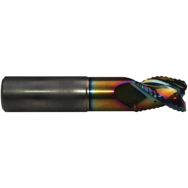 Emuge - 10mm Diam, Coarse Pitch, 13mm LOC, 3 Flute Solid Carbide 45° Corner Chamfer Roughing End Mill - CrN Finish, 72mm OAL, 10mm Shank Diam, Single End, Extended Reach, 40° Helix - Americas Industrial Supply