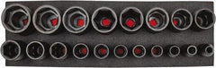 Proto - 19 Piece 1/2" Drive Black Finish Deep Well Socket Set - 6 Points, 3/8" to 1-1/2" Range, Inch Measurement Standard - Americas Industrial Supply
