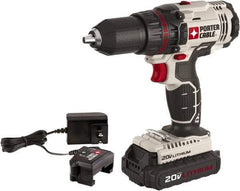 Porter-Cable - 20 Volt 1/2" Chuck Mid-Handle Cordless Drill - 0-350 & 0-1500 RPM, Keyless Chuck, Reversible, 1 Lithium-Ion Battery Included - Americas Industrial Supply